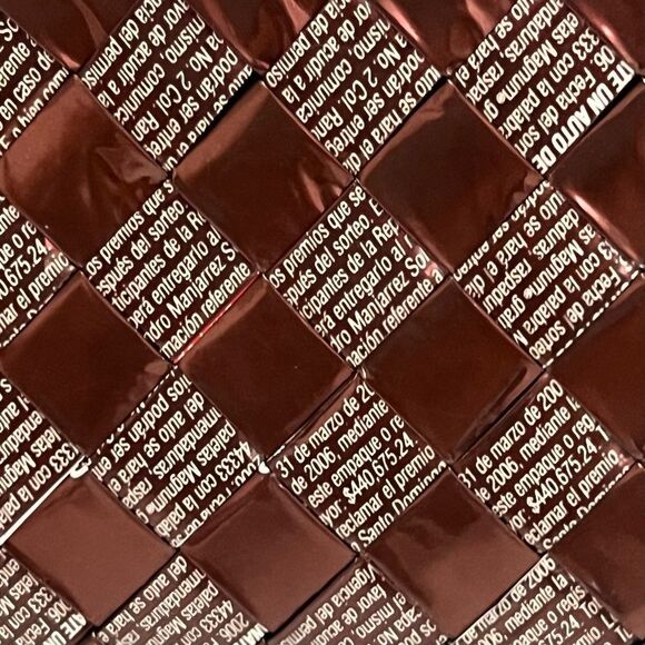 Nahui Ollin Handcrafted Woven Candy Wrappers Wristlet Maroon Upcycled Designer - Picture 6 of 8